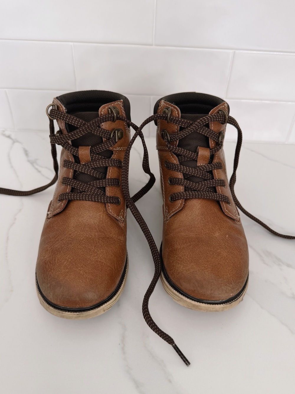 Crown Vintage James Kids Brown Lace-Up Ankle Boots Size 13 - Picture 2 of 9